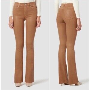 HUDSON Barbara High-Rise Bootcut Coated Jean Pants Tobacco Brown Size 31